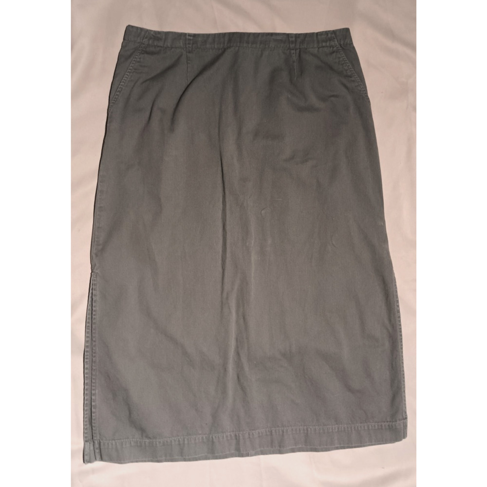 Christopher & Banks Olive Green Fall Midi Skirt with Slits Size 14 Gorpcore